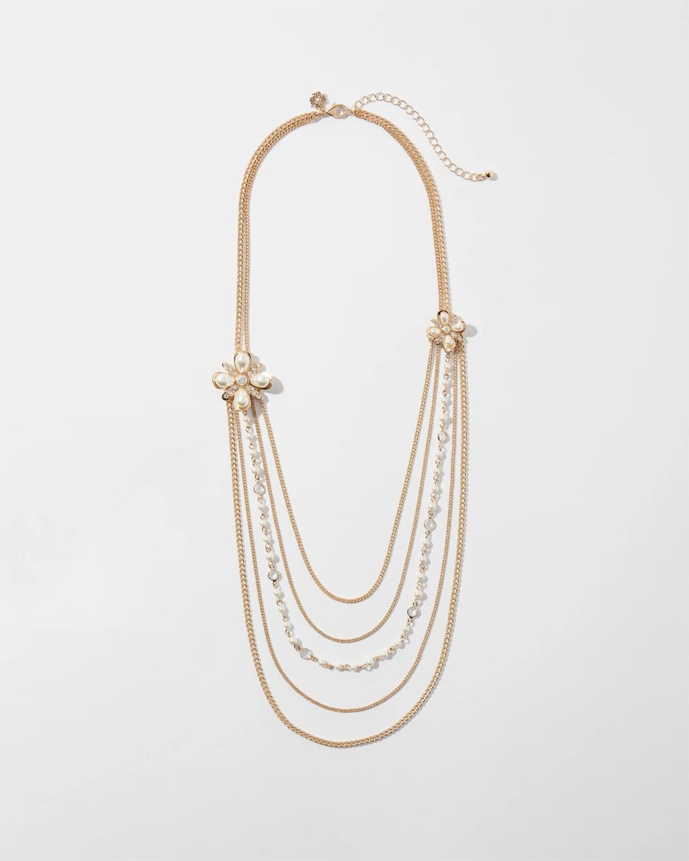 Gold Flower Multi-Strand Necklace