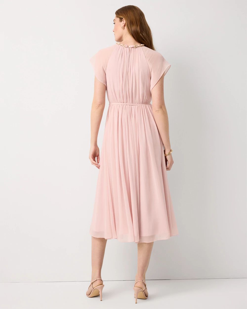 Petite Chain + Keyhole Detail Midi Dress