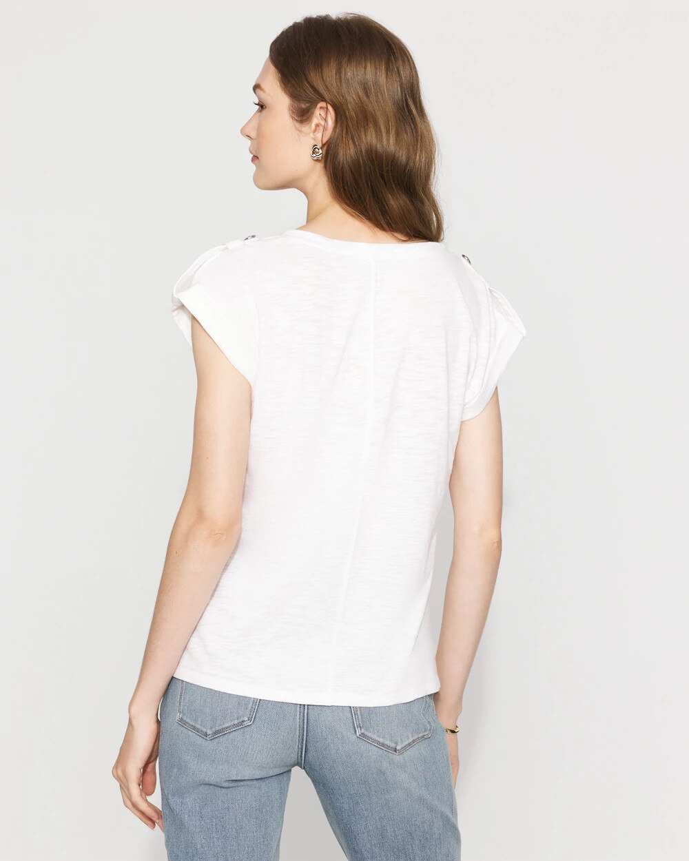 V-Neck Tee with Epaulets