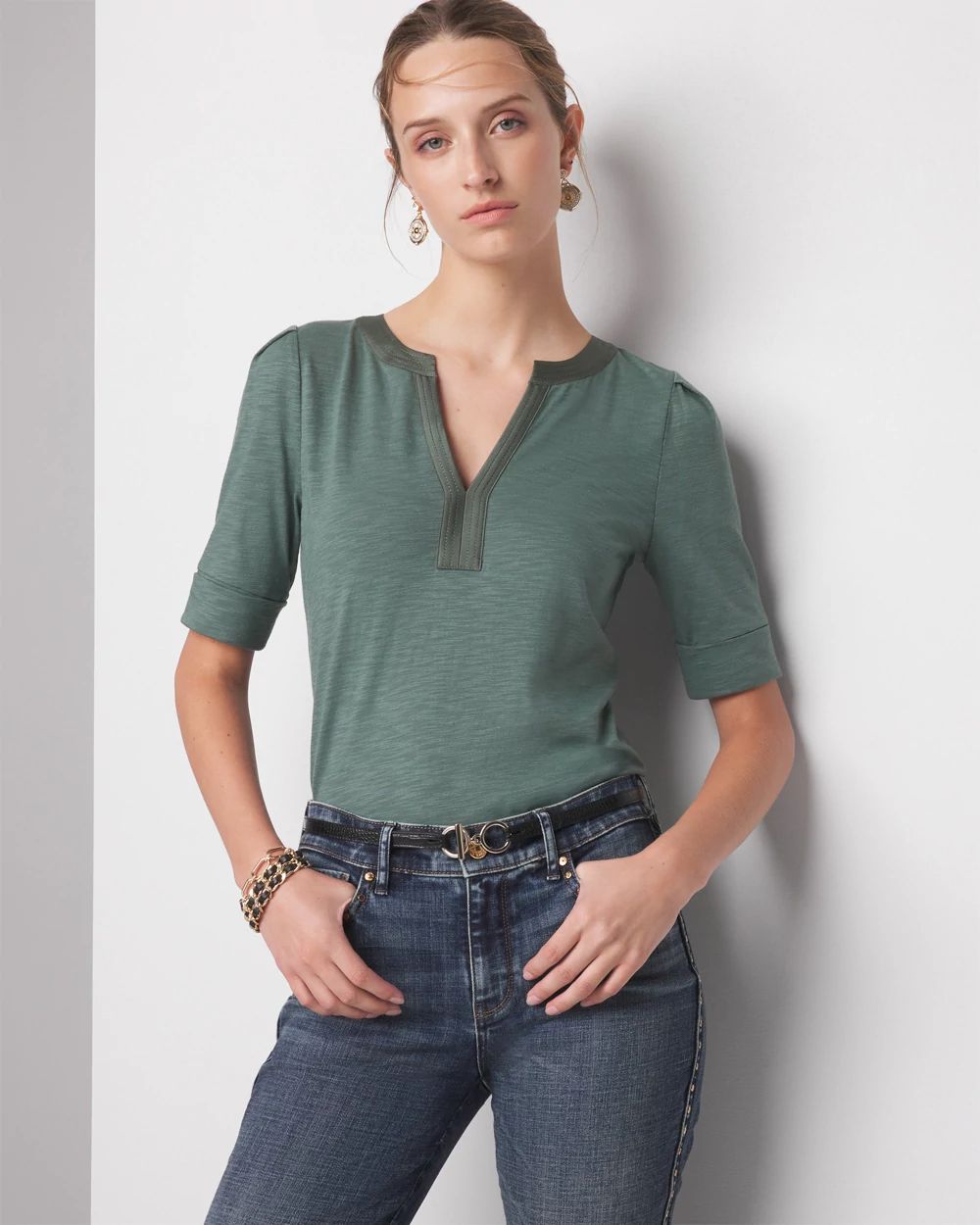 Pleated Sleeve Tee