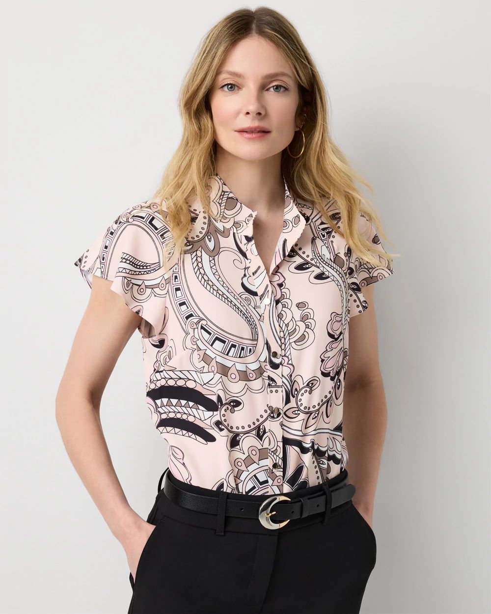 Flutter Sleeve Crepe Shell