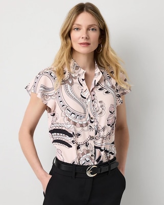 Flutter Sleeve Crepe Shell