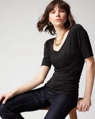 Shirred V-Neck Tee