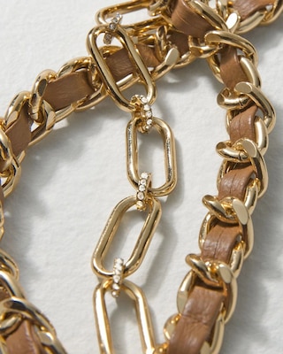 Goldtone + Leather Chain Bracelet click to view larger image.