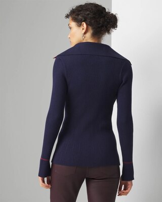 Petite Long Sleeve Contrast Color Cardigan click to view larger image.