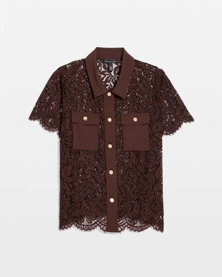 Short-Sleeve Lace Shirt click to view larger image.