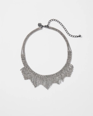 Gunmetal Crystal Chain Statement Necklace
