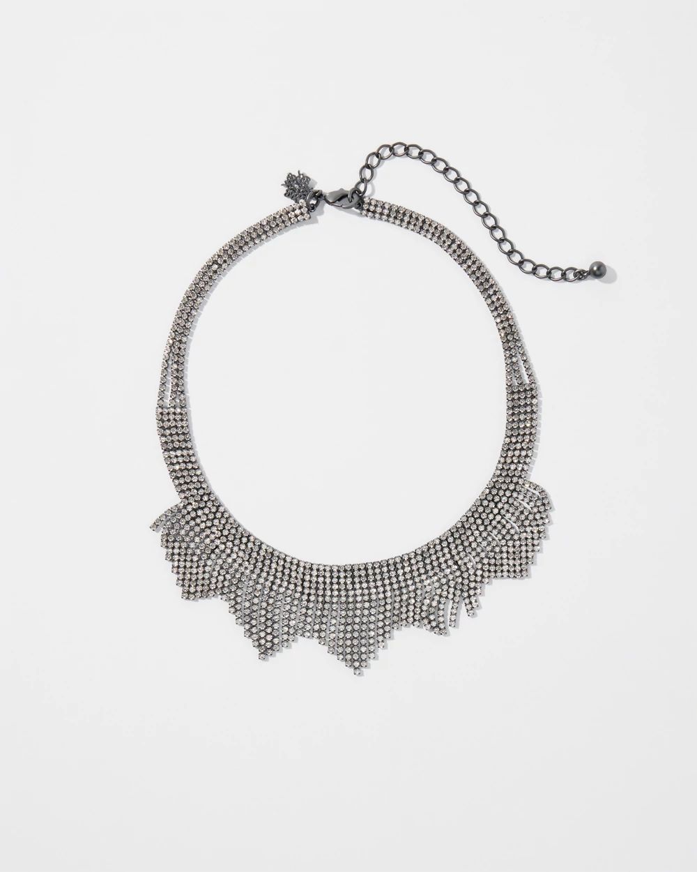 Gunmetal Crystal Chain Statement Necklace