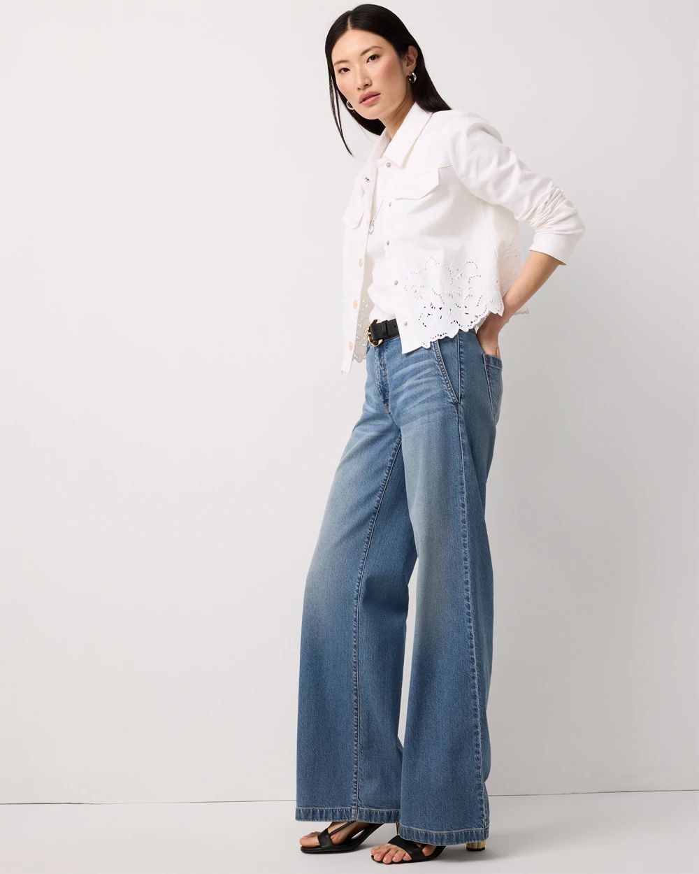 Petite Cutwork Denim Jacket