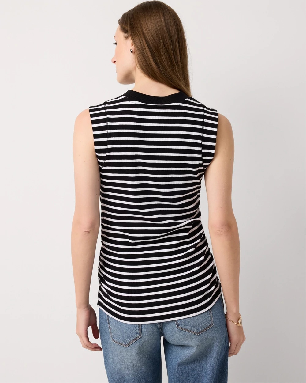 WHBM FORME™ Ribbed Stretch Stripe Ruched Side Tank