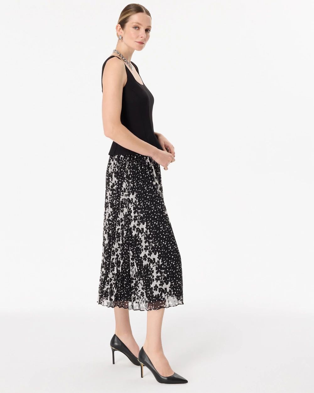 Bustier Pleated Midi Dress click to view larger image.