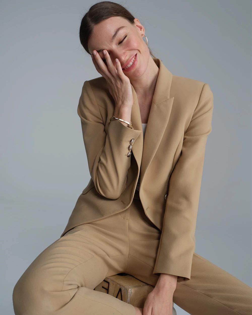 Cropped Double Button Blazer