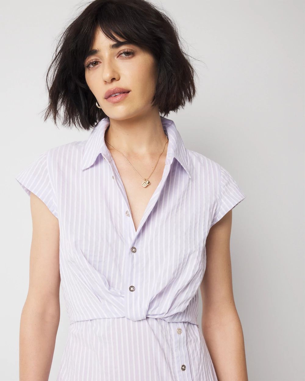 Short Sleeve Button Detail Dress
