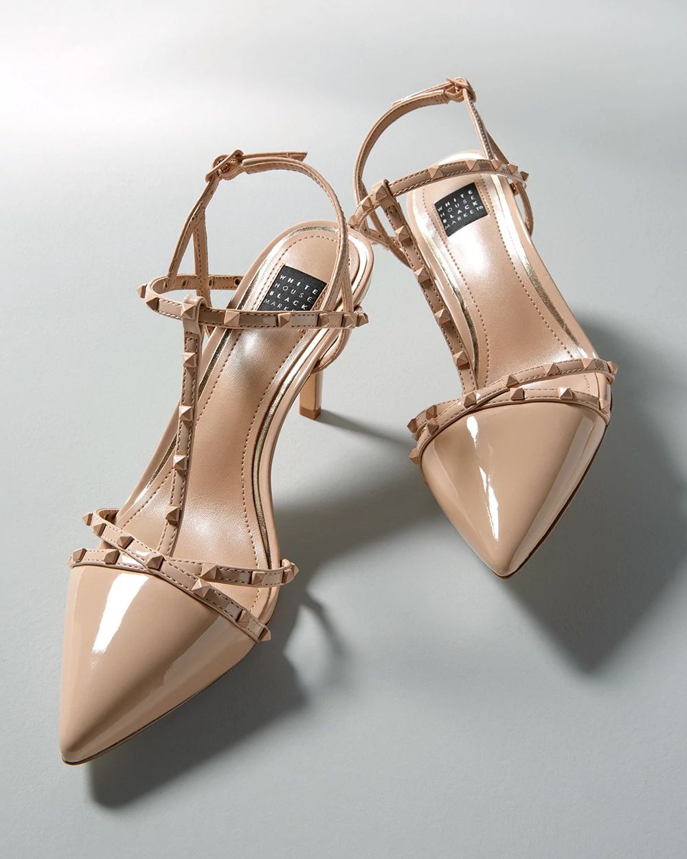 Strappy Studded Mid-Heel Pump