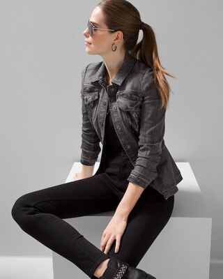Lace Inset Denim Trucker Jacket