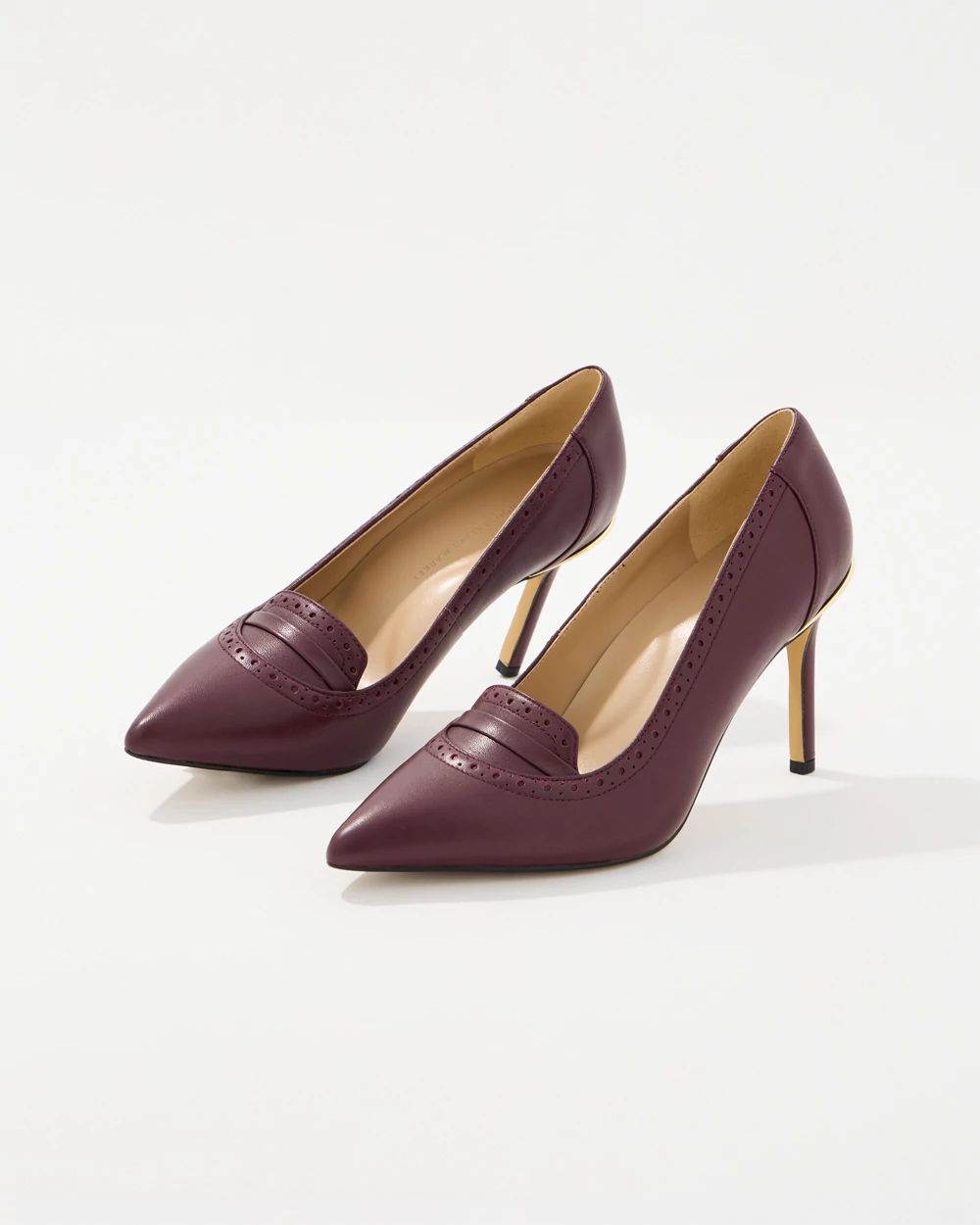 Brogue Detail Leather Pumps click to view larger image.