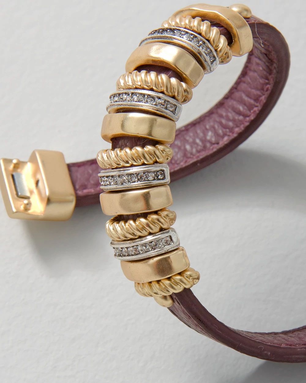 Leather + Metal Disc Magnetic Bracelet