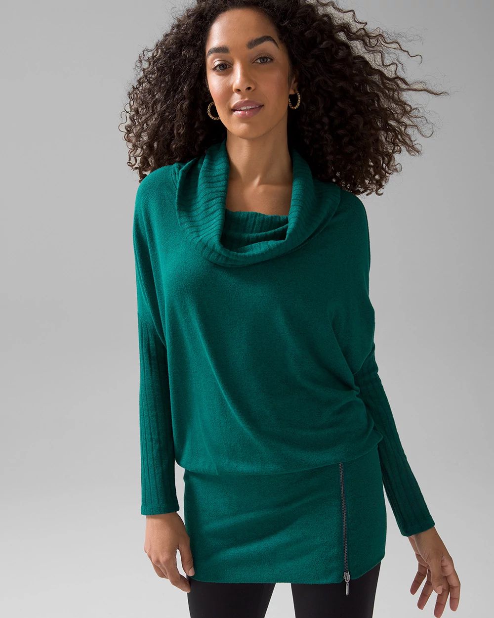 Emerald green tunic sweater on sale