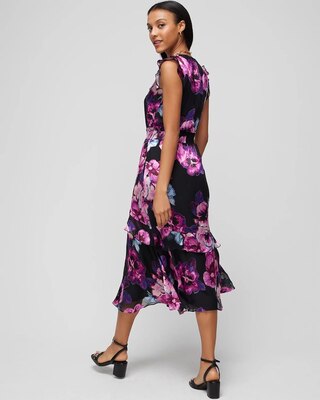 Silk Burnout Midi Dress