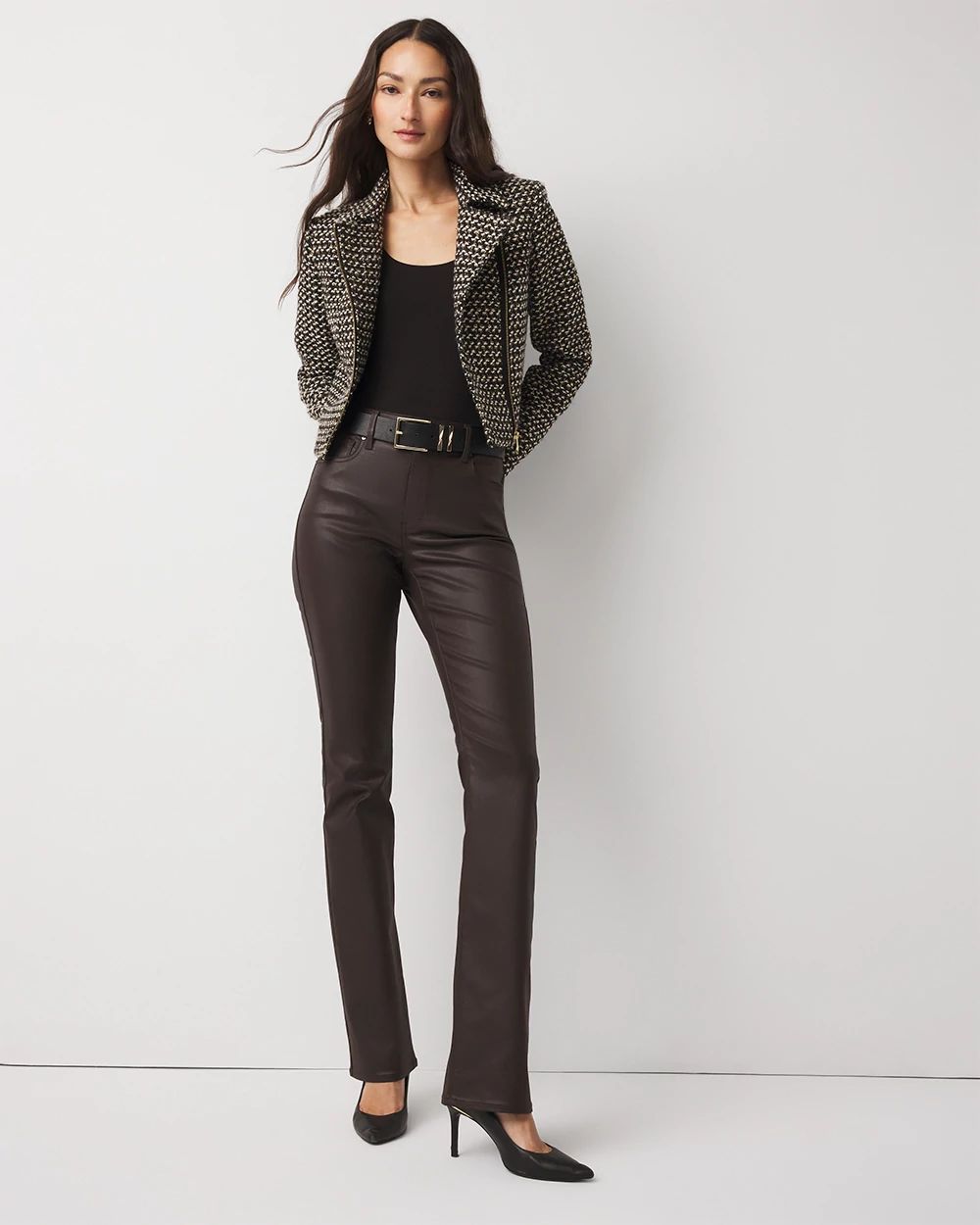 High-Rise Coated Micro Bootcut Jean