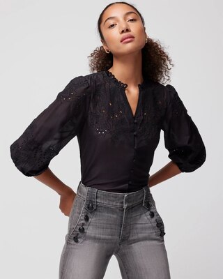 Embroidered Voile Blouse