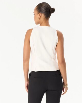 Faux Leather Trim Crepe Vest click to view larger image.