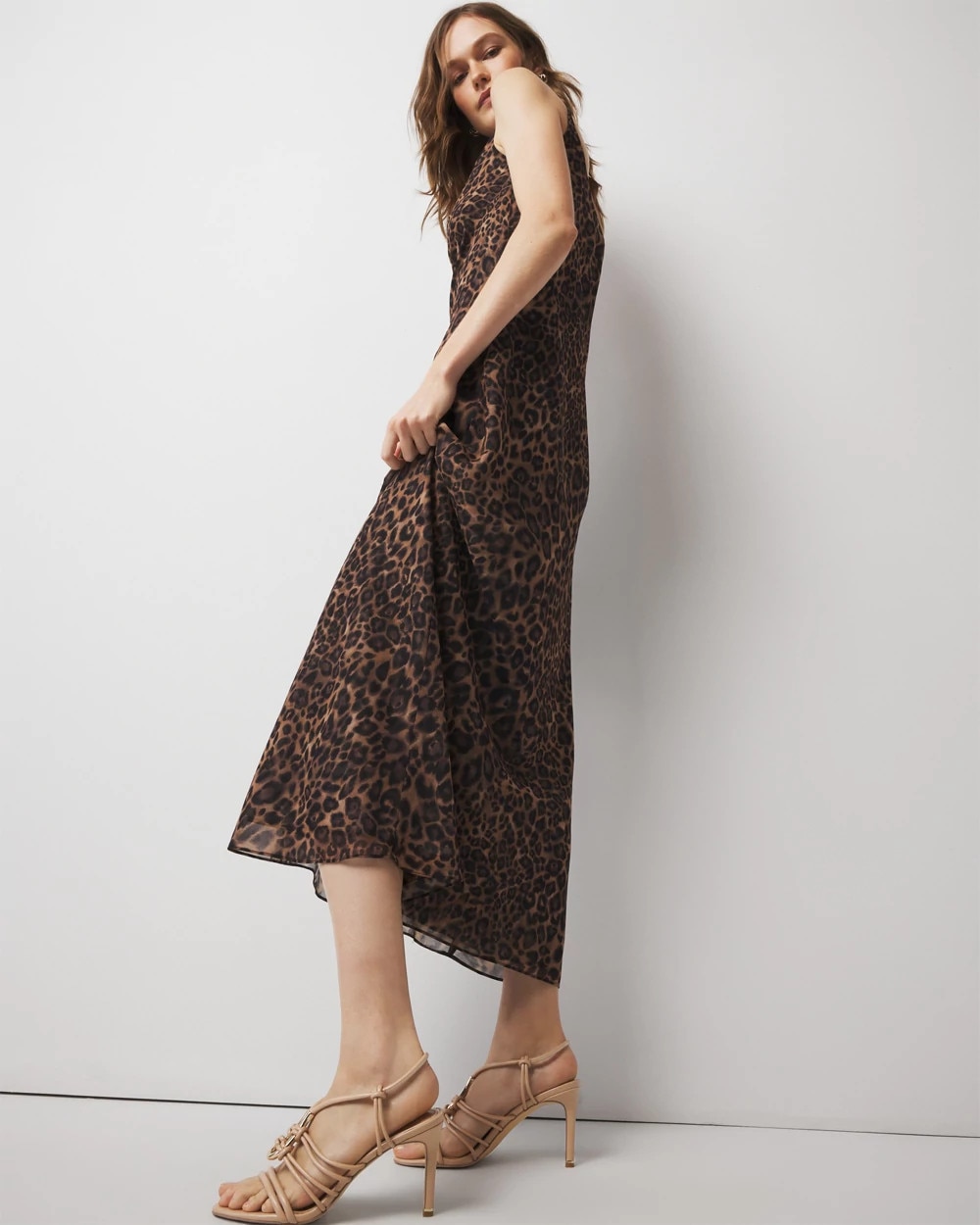 Cowl Neck Leopard Slip Dress