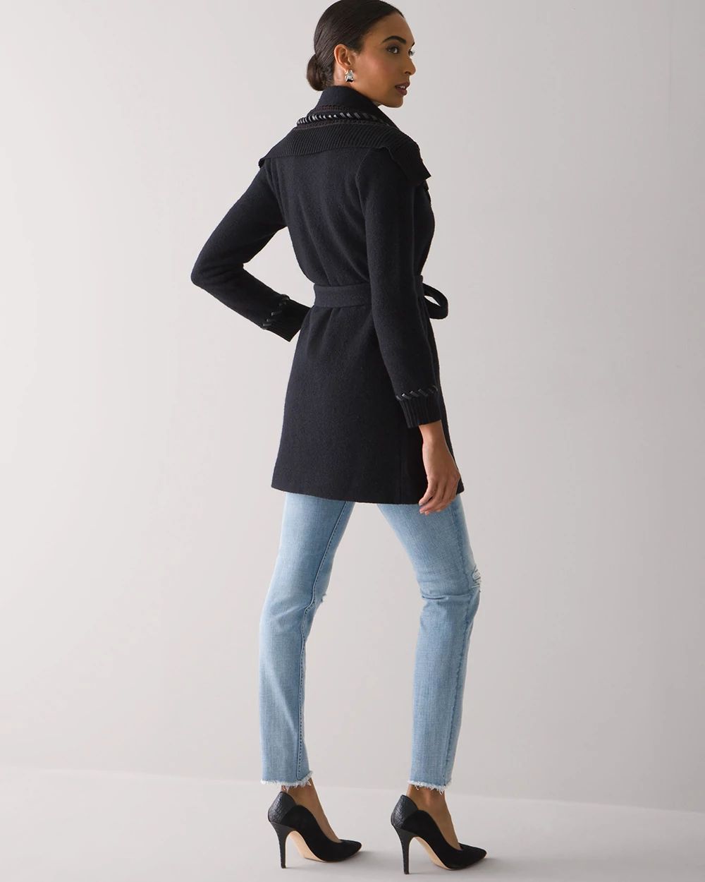 Long Sleeve Whipstitch Sweater Coat