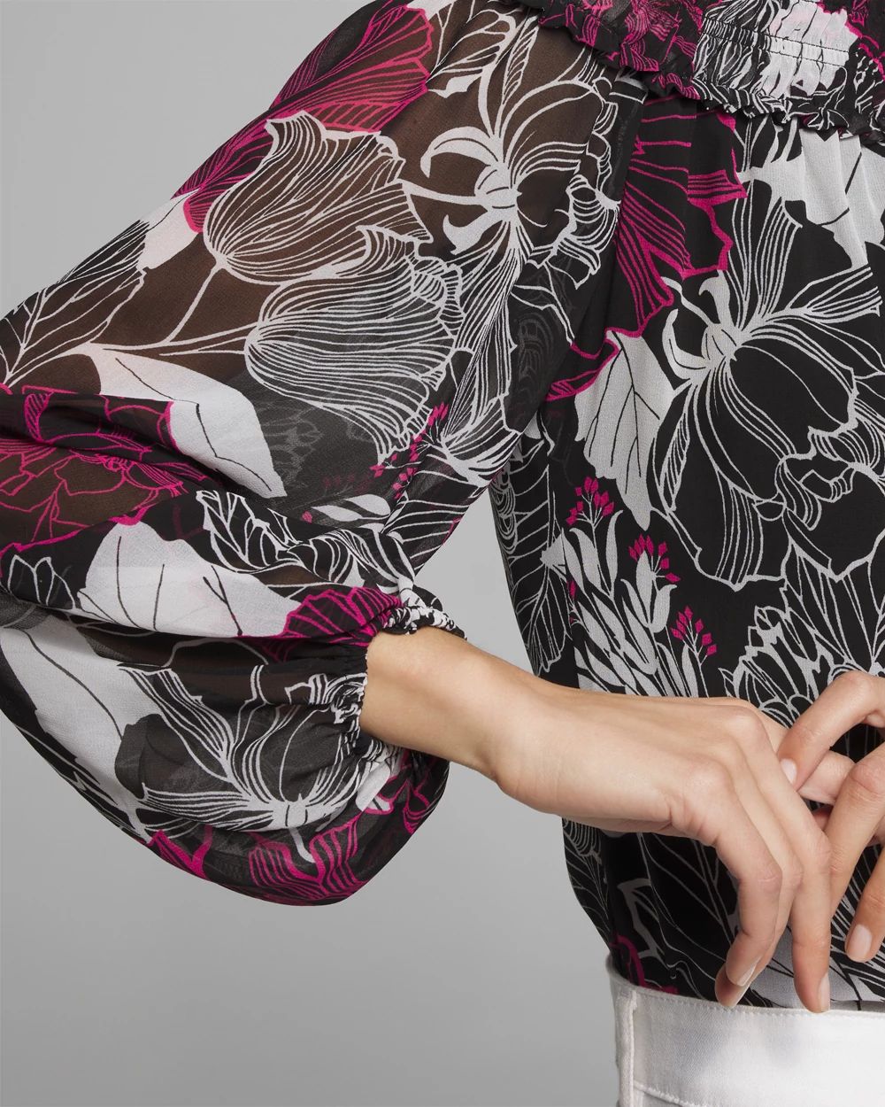 Outlet WHBM Off-The-Shoulder Chiffon Blouse