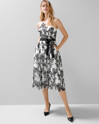 Embroidered Floral Illusion Dress