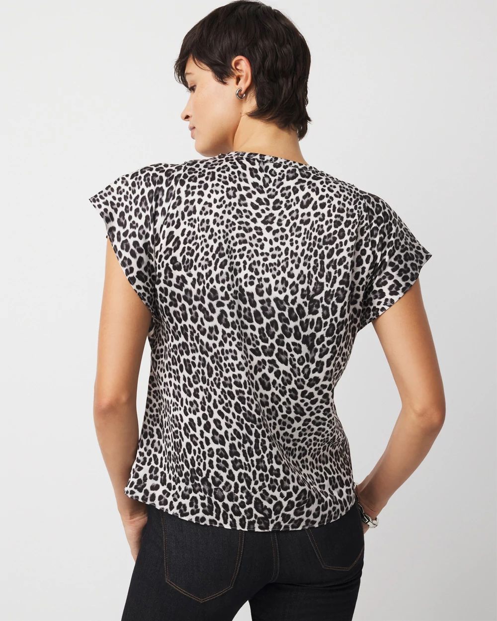 Flutter Sleeve Satin Shell Top click to view larger image.