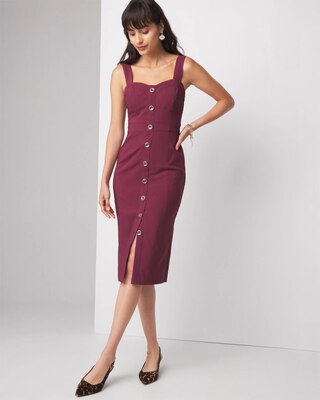Sleeveless Button Front Sheath Dress click to view larger image.