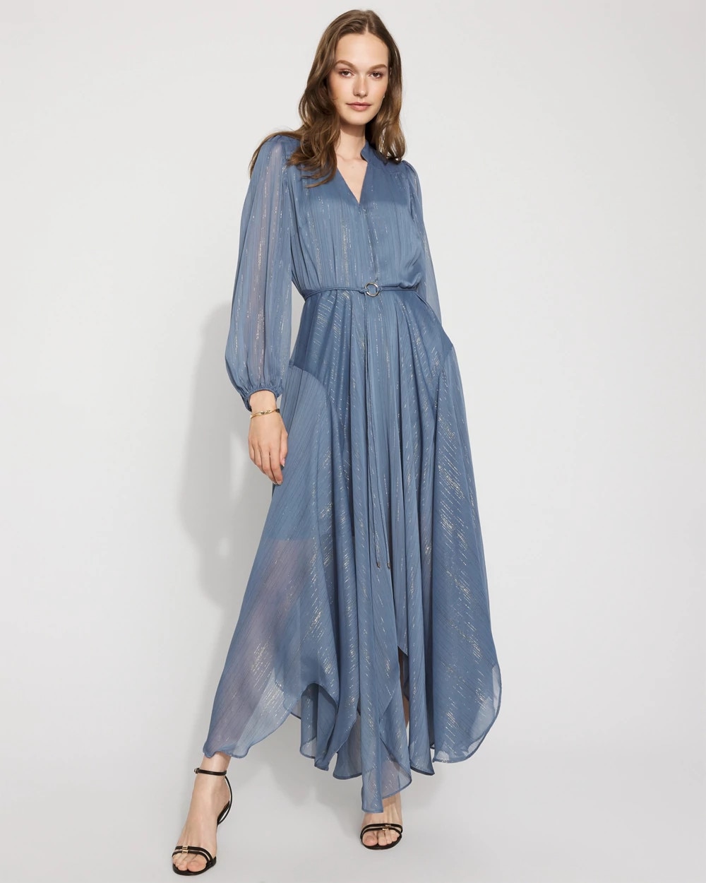 sachin and babi light blue dress Chiffon + Lurex Maxi Dress