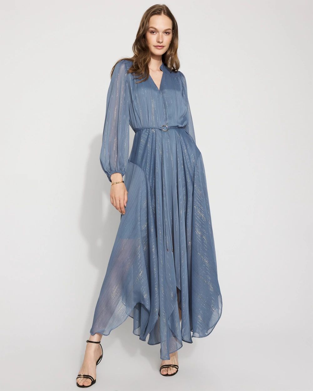 Chiffon + Lurex Maxi Dress