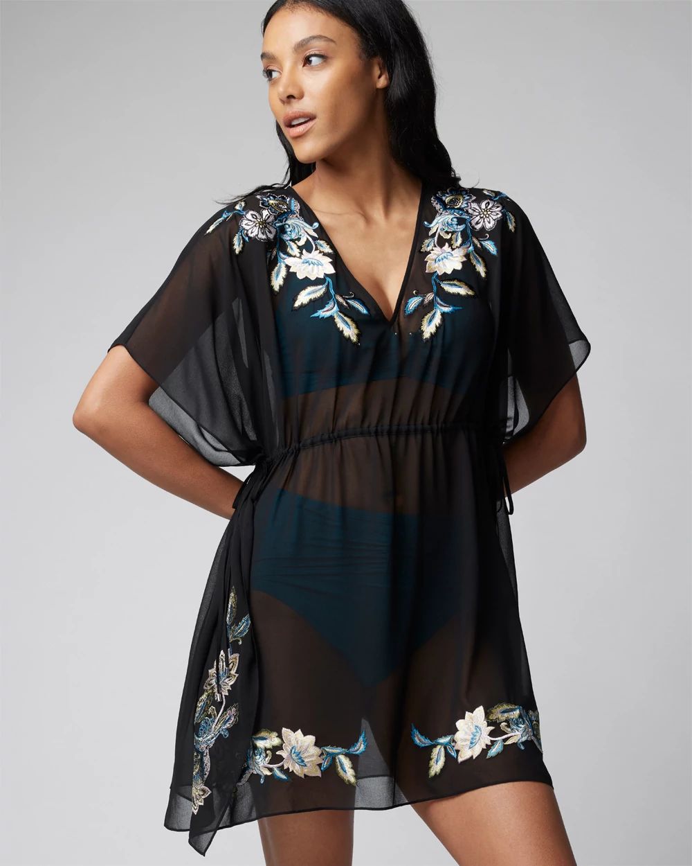 White house black market embroidered dress on sale
