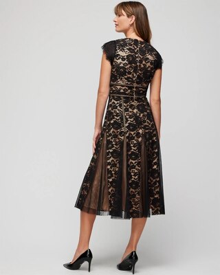 Cap Sleeve All Over Lace Godet Fit N Flare Dress click to view larger image.
