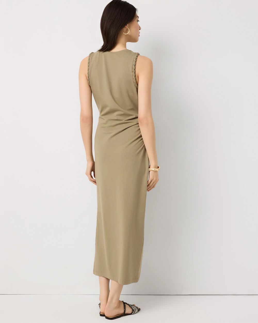 Ruched Sleeveless Midi Dress
