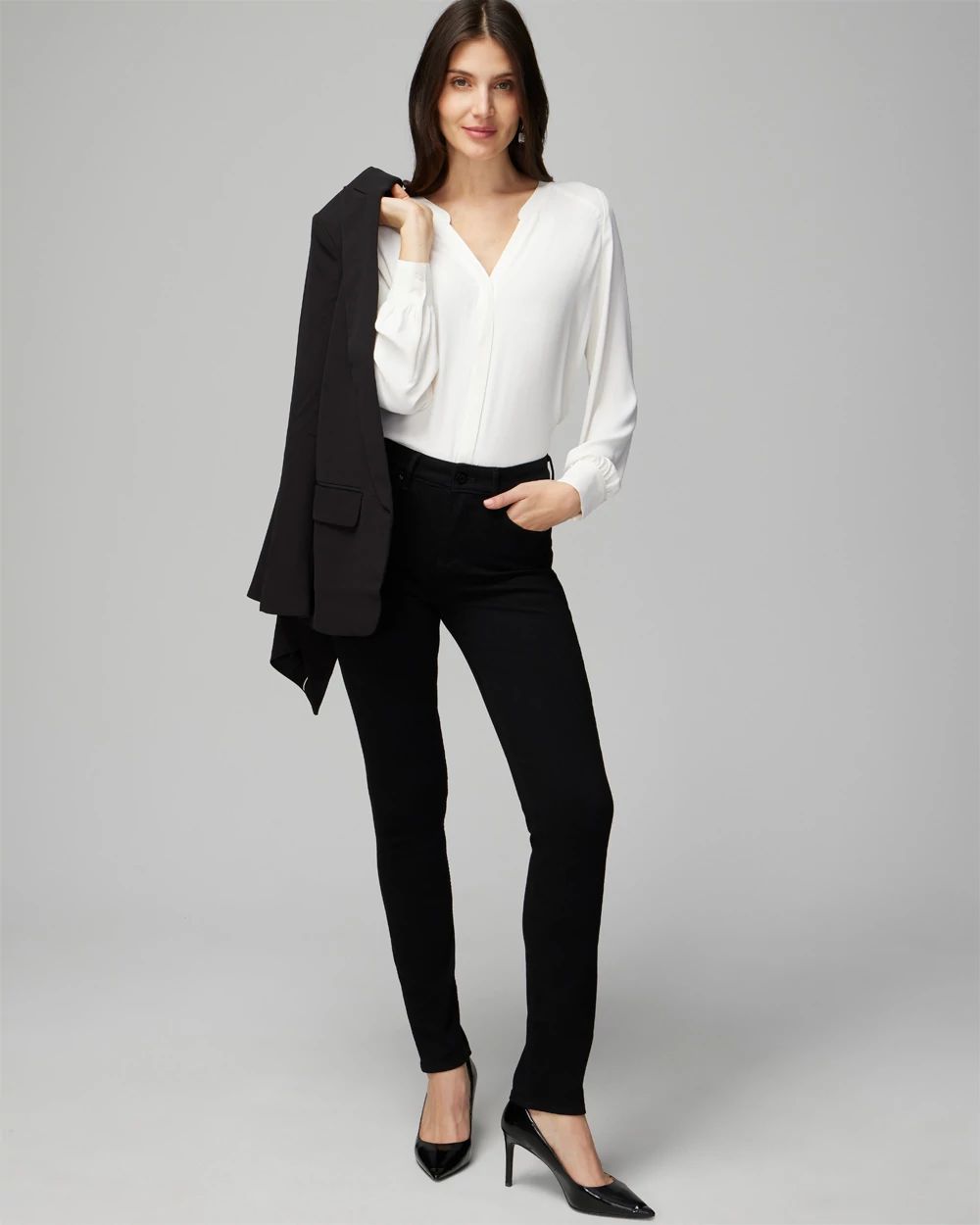 Petite High-Rise Sculpt Black Slim Jeans