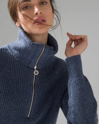 Zip-Neck Ribbed Pullover