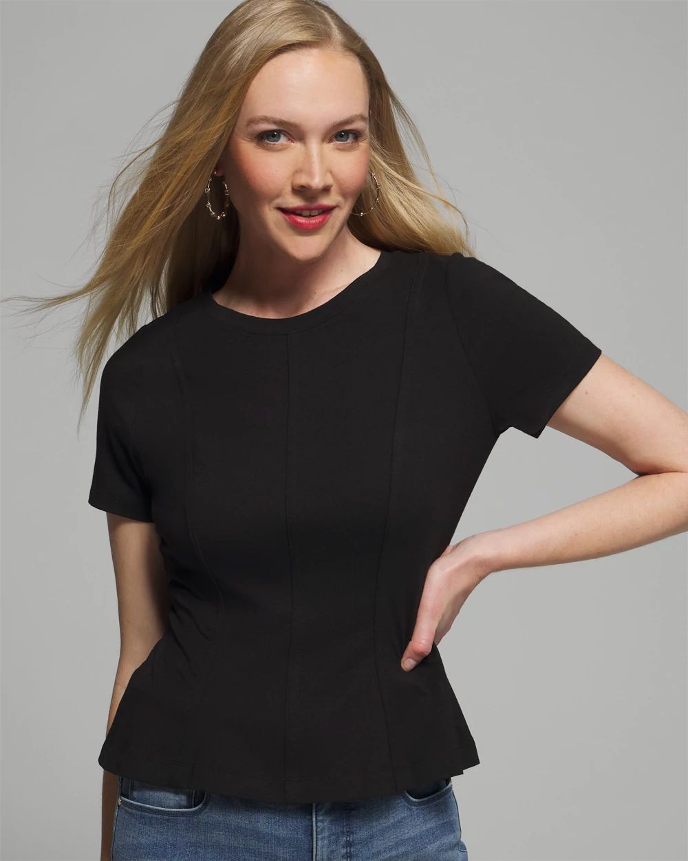 Outlet WHBM Short Sleeve Peplum Tee