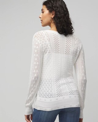Long Sleeve Pointelle V-Neck Pullover