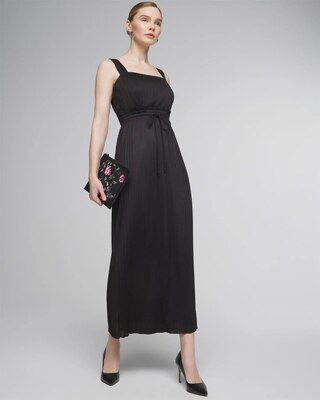 Petite Sleeveless Tie-Waist Pleated Midi Dress click to view larger image.