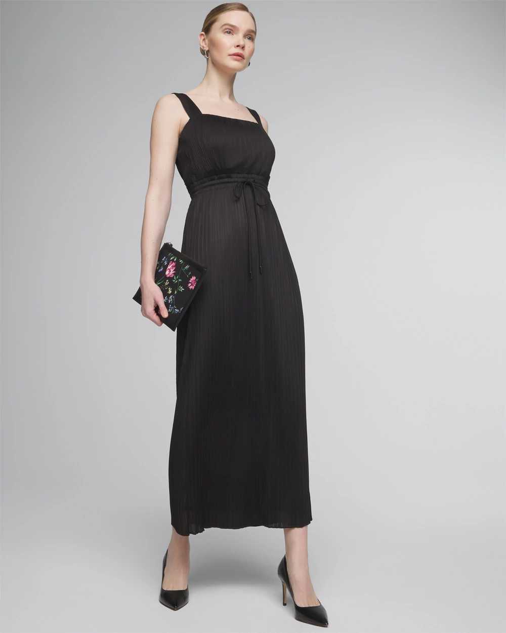 Sleeveless Tie-Waist Pleated Midi Dress click to view larger image.