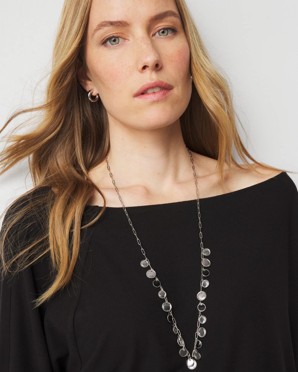 Silver + Black Disc Necklace - image 1
