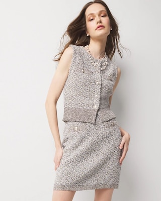 Metallic Tweed Sweater Skirt