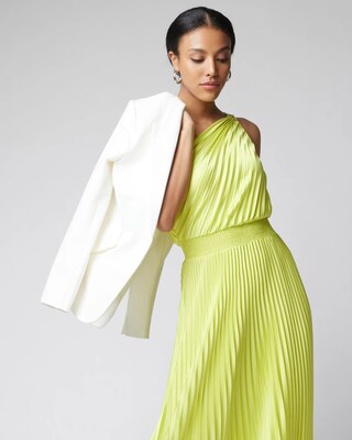 One-Shoulder Pleated Midi Dress