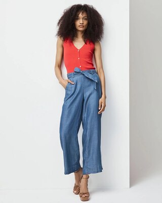 Outlet WHBM Tie-Belt Crop Pants