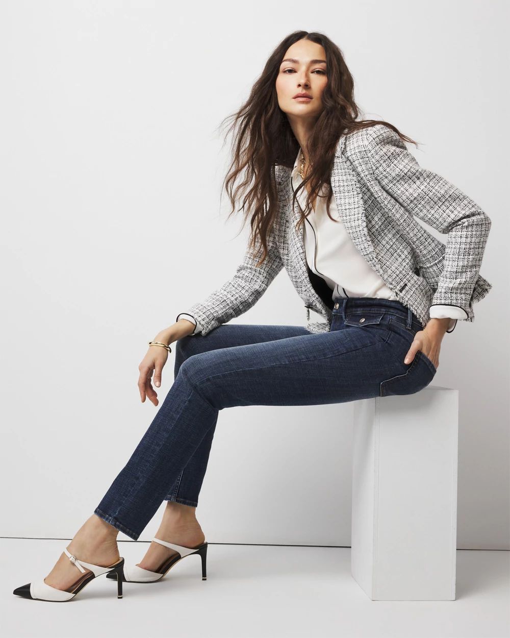High-Rise Tab Pocket Slim Jeans