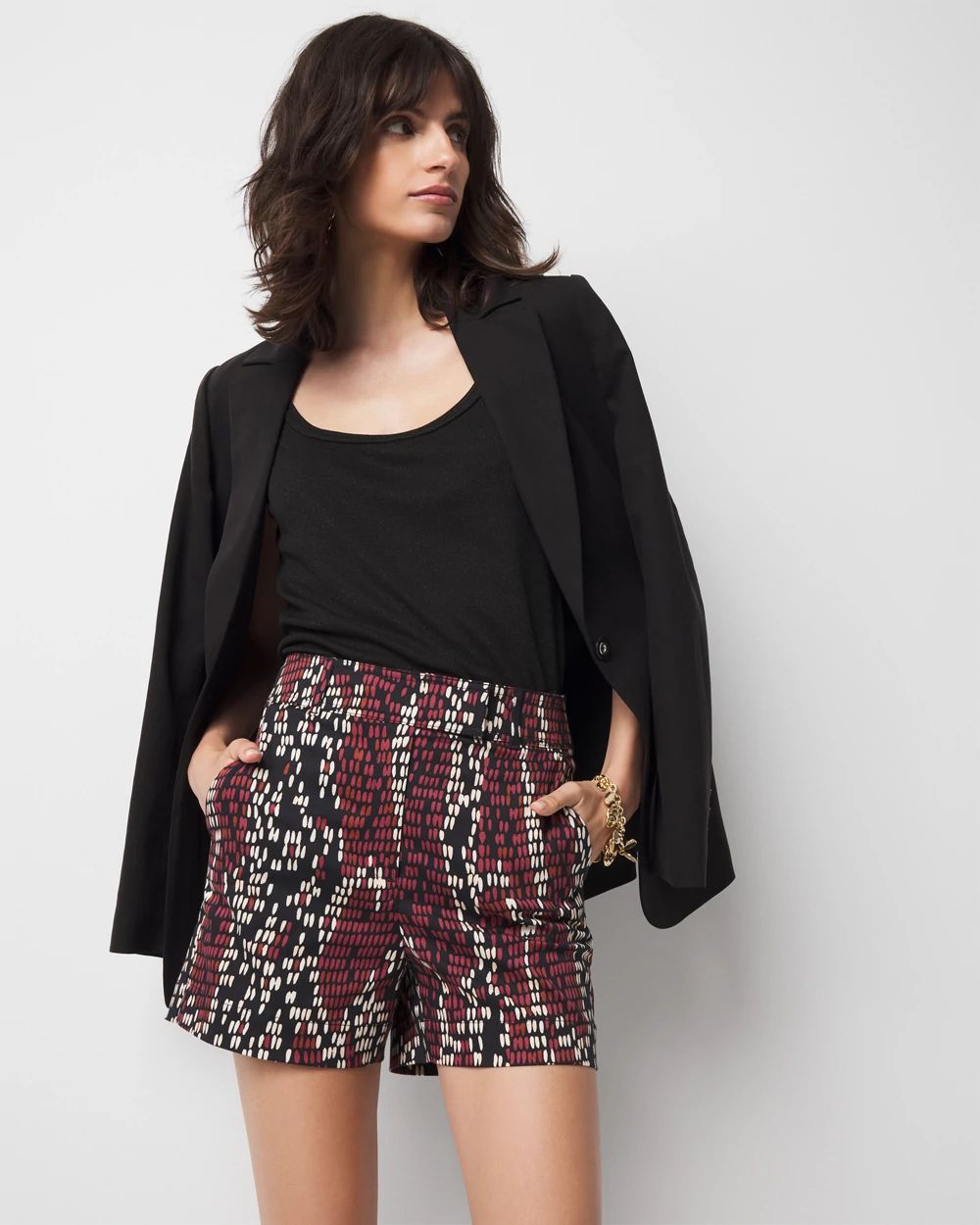High-Rise Snake Print Tailored Short