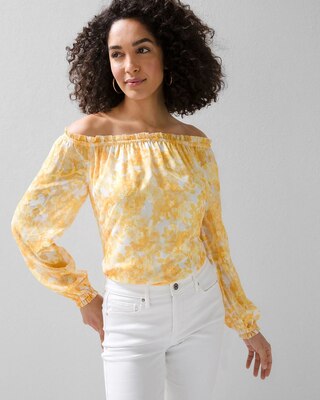 Off-the-Shoulder Clip-Print Top